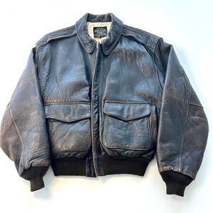 Avirex Vintage Leather Bomber Jacket - Rich Brown